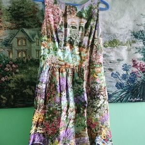Retrolicious flower garden dress with midi length